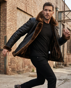 Sheepskin Shearling B3 Bomber Jacket Black Montana