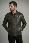 MISTRO Distressed Moto Leather Jacket