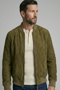 Olivo Green Suede Leather Bomber Jacket