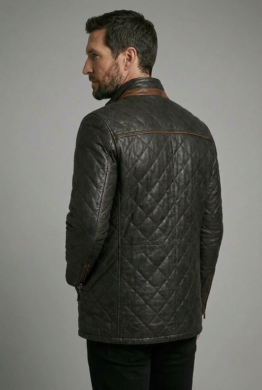 Hayes Quilted Leather Car Coat