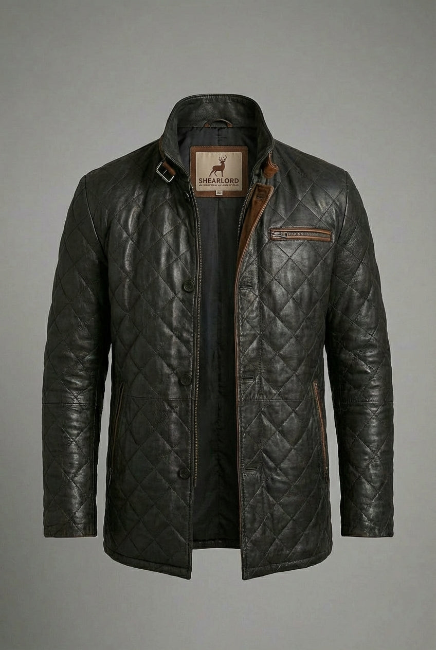 Hayes Quilted Leather Car Coat