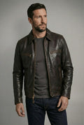 Heavy Cowhide Racer Motorcycle Jacket