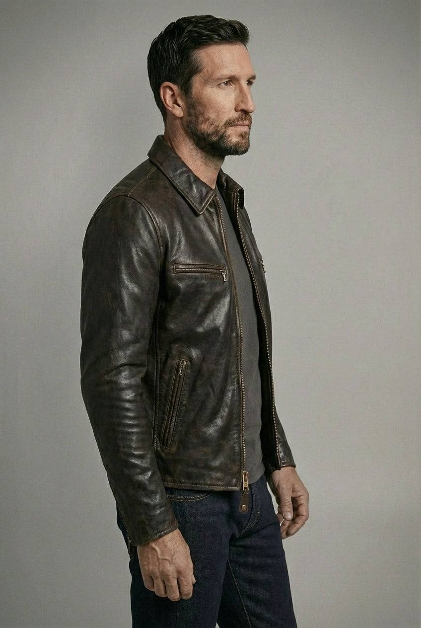 Heavy Cowhide Racer Motorcycle Jacket